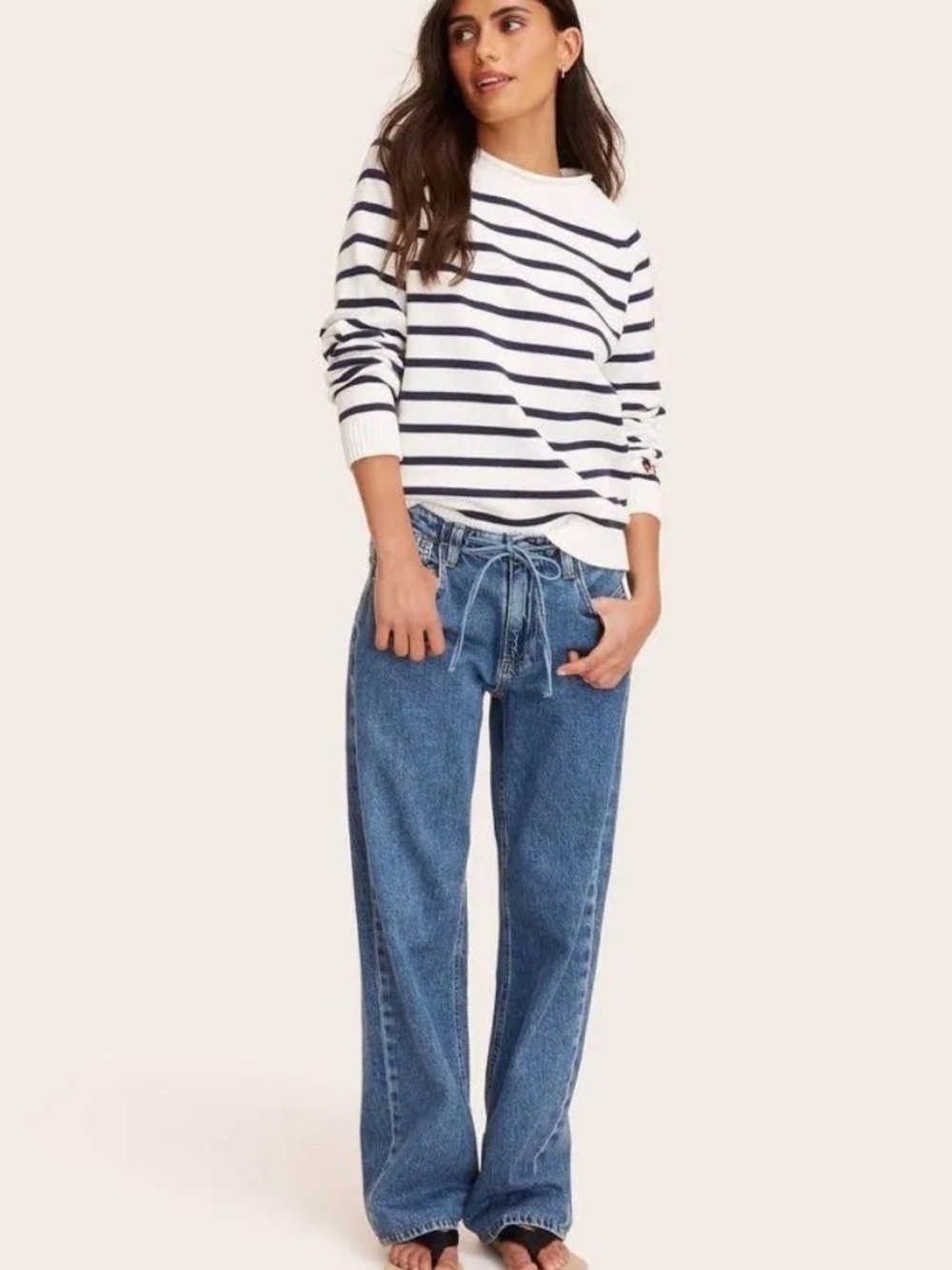 NWT PARKE x Target Mid-Rise Drawstring Baggy Jeans in Medium Wash in Size 4
